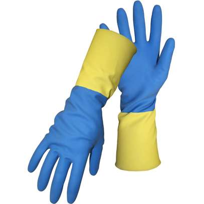 Bi-color rubber latex gloves image 5