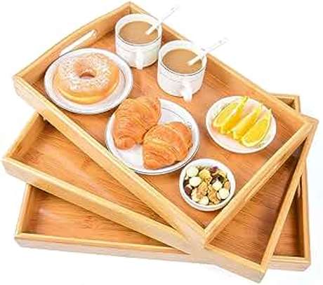 High Quality Multifunctional Bamboo Serving Tray image 1