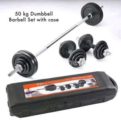 50kgs Dumbbells Barbel set with case image 1