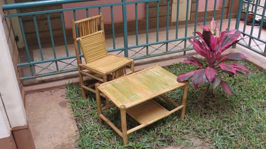 Bamboo Rustic Outdoor Chair Coffee Table set image 2