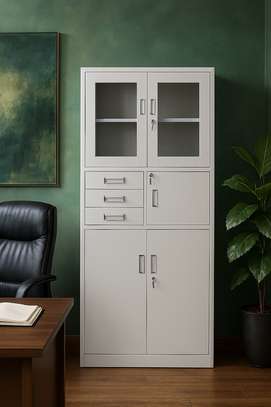 Office Cabinet: 2 Door Gray Office Filing Vibe Cabinet image 2