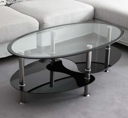 Luxury Two-Tier Oval Glass Home Office Coffee Table image 9