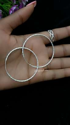 Pure silver hoops. Stamped 925 image 1