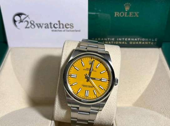 Rolex Oyster Perpetual Yellow dial Watch image 4