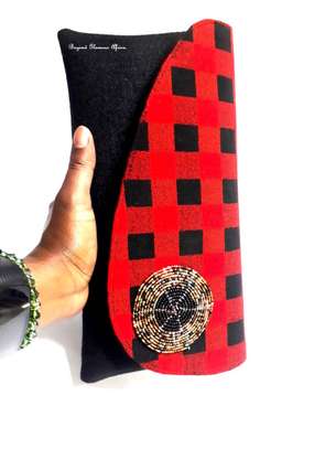 Womens Red Maasai Checkered  Clutch Bag image 2