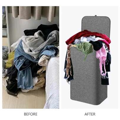 Foldable laundry basket with lid image 2