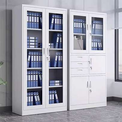 Metal Vertical Filing Cabinet with Locks & Glass for Office image 2