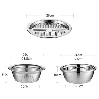 Stainless steel 3in1 set of grater collander & bowl image 2