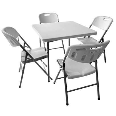 Portable and Foldable 4 Chairs and a Table Dining Set image 2