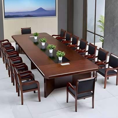 Boardroom Table; 300cm Mahogany Office Boardroom Table image 1