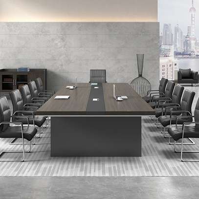 Modern Conference Table with Long Chair Set image 1