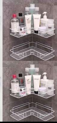 Metallic corner triangular bathroom/kitchen organizer image 1