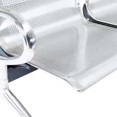 Black Sleek 3 Seater Metallic Linked Bench image 5