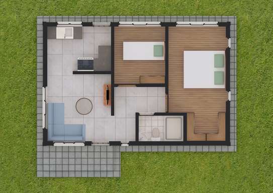A simple two bedroom house plan image 2