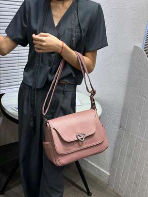 BR11 Faux Leather Crossbody Bag with Heart Clasp image 2