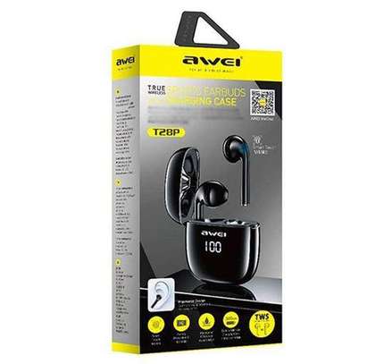 Awei T28P Bluetooth V5.0 TWS pure Wireless Sports LED Display Headset with Charging Case image 4