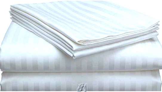 Quality plain striped cotton  bedsheets size 6*6 image 5