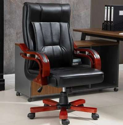 Office Chair; Swivel Mahogany Arms Office Seat image 1