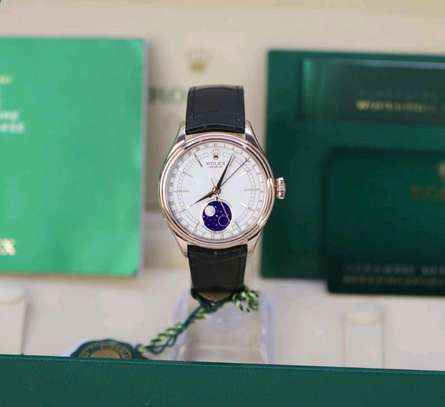 Rolex Cellini Moonphase White Dial Leather Strap Men’s Watch image 1