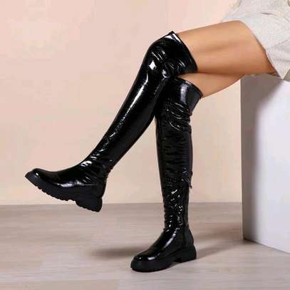 *Punk Round Toe Chunky ThighHigh Boots image 2
