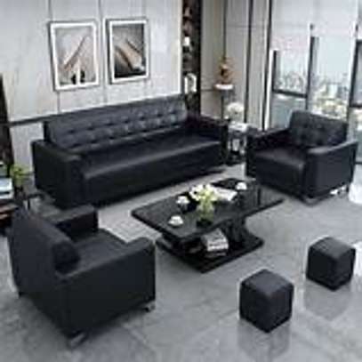 Sofas: Black Leather Office Lounge Sofa image 4