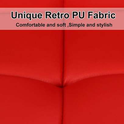 Red Velvet Leather Swivel Barstool with Backrest image 3