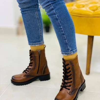 Ankle Platform Women Boots Chunky Designer Brown Shoes image 1