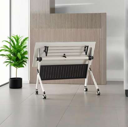 Folding Wooden Training Tables & Chairs with Wheels image 1
