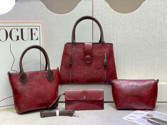 Elegant Grey Faux Leather Handbag with Zipper Pockets image 2