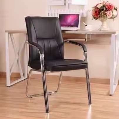 Faux PU Leather Chrome Visitor’s Chair image 1