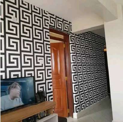 black and white living room wallpaper image 1
