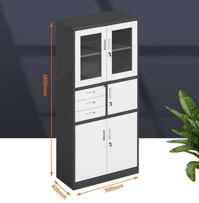 2‑Door Steel Glass Display Lockable Office Cabinet image 5