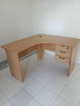 1.4M Curved Wooden Office Study Desk with Drawers image 3