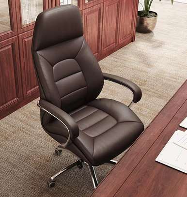 Office Chair : Pure Leather Luxury Ergonomic Boss Chair image 9