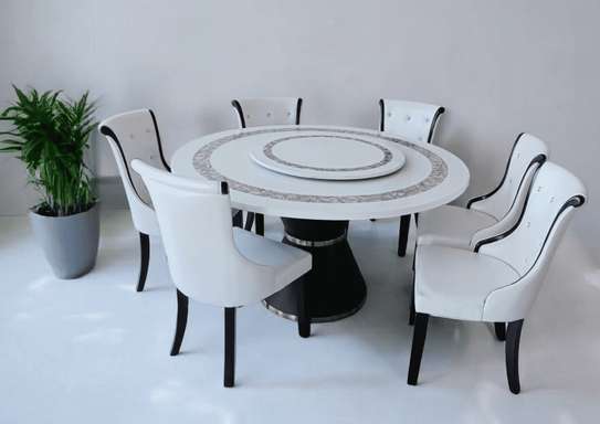 Office Dining Set: Round Marble Dining Table & 6 Chair set image 4
