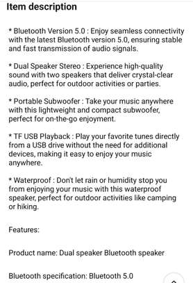 Bluetooth Speaker Dual Speaker image 2