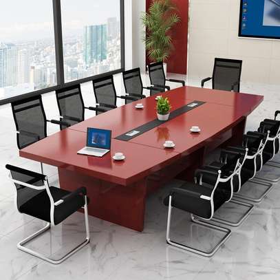 12-Person Modern Red Conference Table Set [3M] image 3