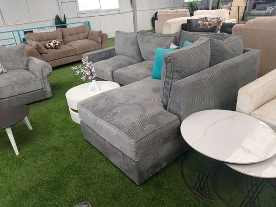 Blue Sectional Sofa with Chaise Lounge 3-4 Seats image 4