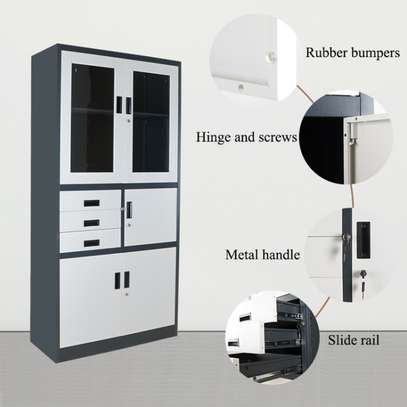 Office cabinets: White lockable cabinet with safe image 1