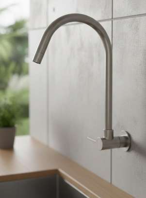 Stainless Steel Wall-Mount Kitchen Faucet High-Arc image 3