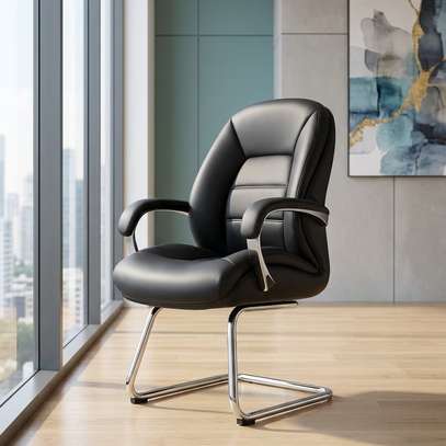 Office Chairs : Ergonomic Leather Guests Waiting Seat image 3