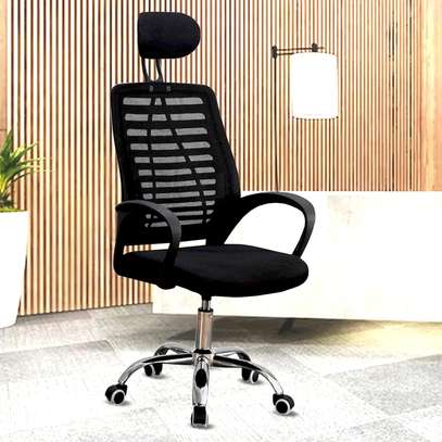 Office Chair: Mesh, Adjustable With Headrest, Charcoal Black image 6