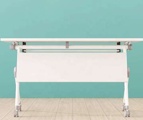 Foldble table: Foldable Training Table with Wheel Casters image 3