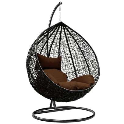 Single Seater Rattan Swing Chair with Stand & Cushion image 5