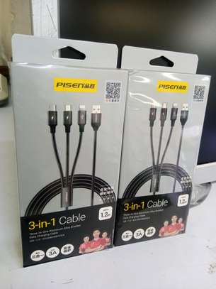 Pisen 3-in-1 Charge Cable 3A Quick Charge Cord image 1