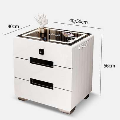 2 Drawer Fingerprint Lock Smart Bedside Table image 3