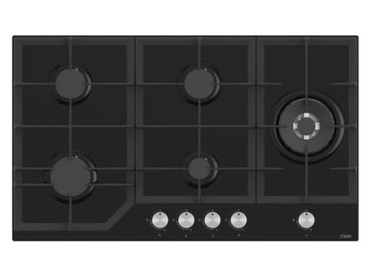 Mika Built-In Gas Hob, 90cm, 5 Gas with WOK, Glass image 1