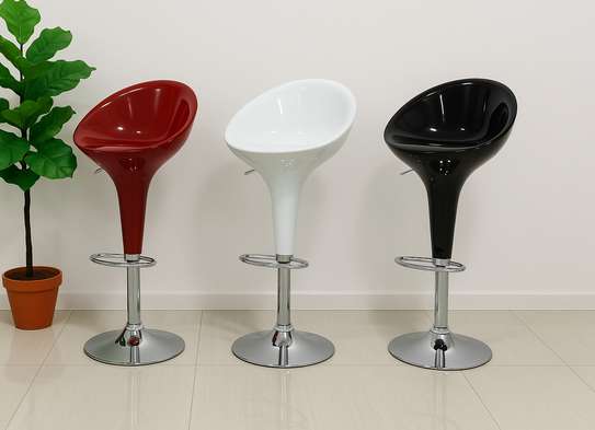 Office Stool :  Height Adjustable  White Barstool image 1