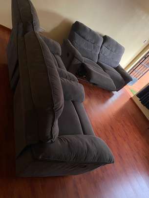 5 seater grey fabric recliners image 3