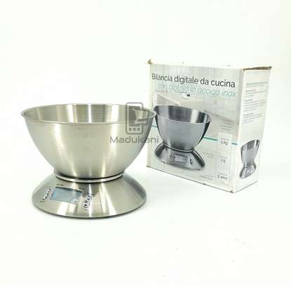 5kg 1g Digital Kitchen Scale Stainless Steel Body and Bowl image 1